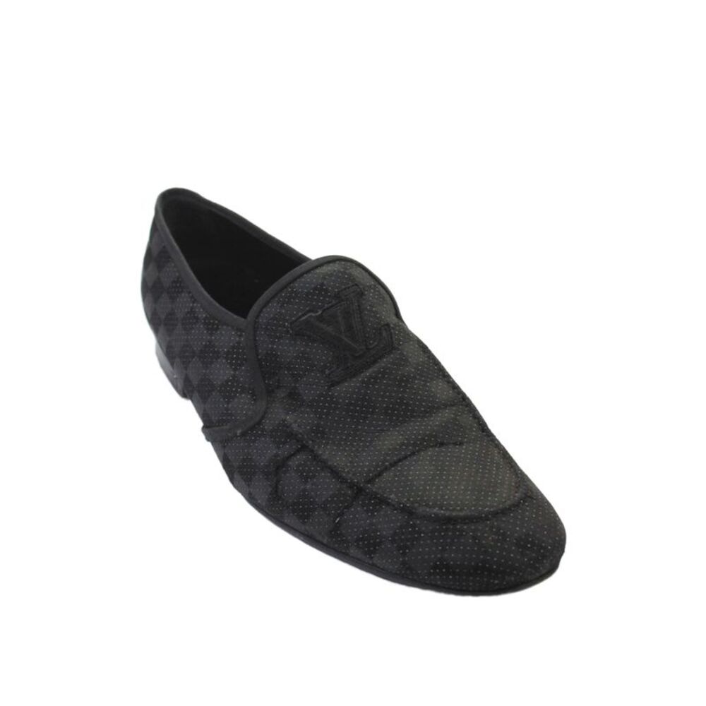 Louis Vuitton Mens Damier Graphite Canvas LV Logo Loafers Black Size 8.5